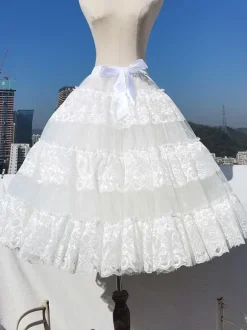 Jupons Sweet Lolita Jupe Lolita blanche en dentelle de polyester
