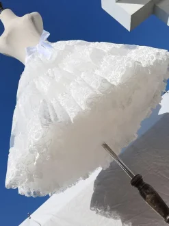 Jupons Sweet Lolita Jupe Lolita blanche en dentelle de polyester