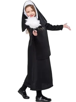 Kids Nun Costumes Costumes Noir One Piece Hood Hood Polyester Enfants Halloween Costumes Set complet
