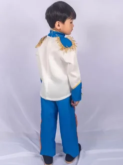 Kids Halloween Costumes 2 pièces Ensemble bleu Polyester Kids Prince Costume complet Ensemble complet