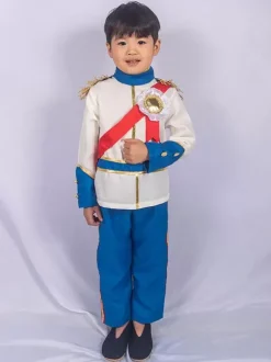 Kids Halloween Costumes 2 pièces Ensemble bleu Polyester Kids Prince Costume complet Ensemble complet