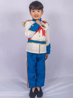 Kids Halloween Costumes 2 pièces Ensemble bleu Polyester Kids Prince Costume complet Ensemble complet