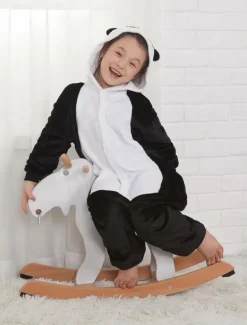 Kigurumi Carnaval Pyjama Enfant Cadeaux Noël Hiver Automne En Flanelle Pour Enfants En Flanelle Unisexe De Panda Déguisements Halloween