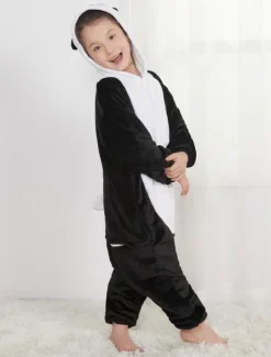 Kigurumi Carnaval Pyjama Enfant Cadeaux Noël Hiver Automne En Flanelle Pour Enfants En Flanelle Unisexe De Panda Déguisements Halloween