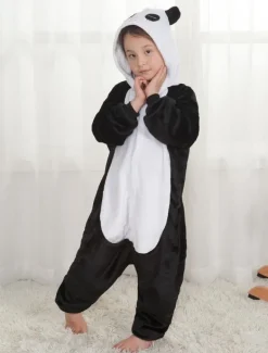 Kigurumi Carnaval Pyjama Enfant Cadeaux Noël Hiver Automne En Flanelle Pour Enfants En Flanelle Unisexe De Panda Déguisements Halloween