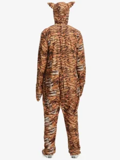 Kigurumi Pyjamas Onesie Halloween Adulte Tigre Imprimé Polyester Combinaison Capuche Kigurumi Costumes