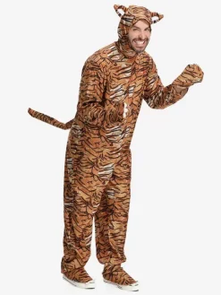 Kigurumi Pyjamas Onesie Halloween Adulte Tigre Imprimé Polyester Combinaison Capuche Kigurumi Costumes