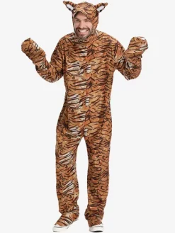 Kigurumi Pyjamas Onesie Halloween Adulte Tigre Imprimé Polyester Combinaison Capuche Kigurumi Costumes