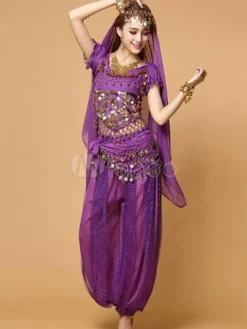 La danse du ventre Costume haut en mousseline de soie rouge avec Top et pantalon Bollywood Dance Costume Déguisements Halloween