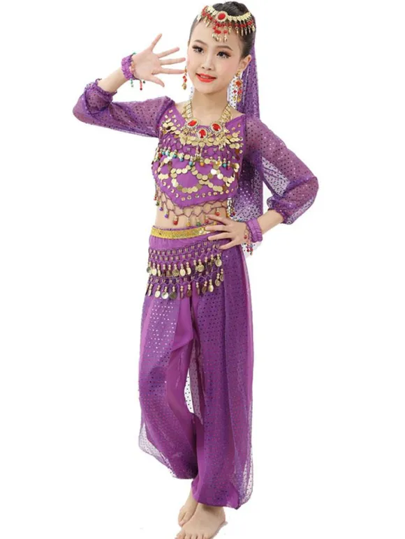 La danse du ventre Costume enfants Costumes de danse indienne Bollywood Déguisements Halloween Robe de Princesse Fille Déguisement