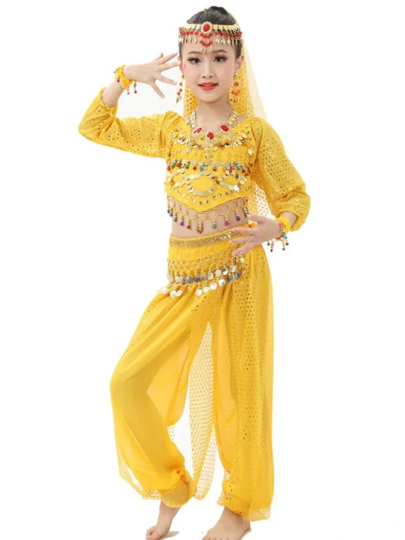 La danse du ventre Costume enfants Costumes de danse indienne Bollywood Déguisements Halloween Robe de Princesse Fille Déguisement