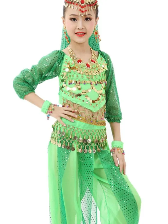 La danse du ventre Costume enfants Costumes de danse indienne Bollywood Déguisements Halloween Robe de Princesse Fille Déguisement