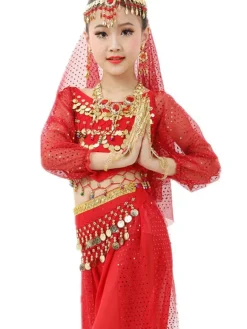 La danse du ventre Costume enfants Costumes de danse indienne Bollywood Déguisements Halloween Robe de Princesse Fille Déguisement
