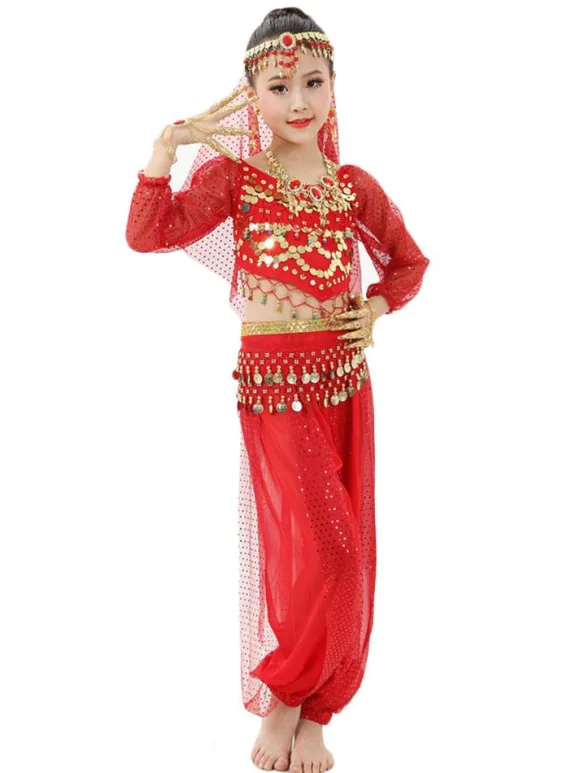 La danse du ventre Costume enfants Costumes de danse indienne Bollywood Déguisements Halloween Robe de Princesse Fille Déguisement