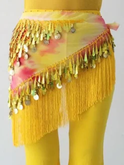 La danse du ventre Costume Rose rouge Polyester Bollywood danse Hip foulard pour les femmes Déguisements Halloween