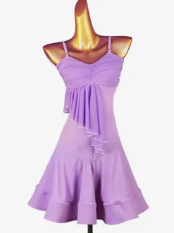 Latin Dance Robes Robe Lavande Lycra Spandex femmes latino-Danseur Costume