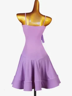 Latin Dance Robes Robe Lavande Lycra Spandex femmes latino-Danseur Costume