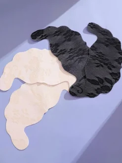 Linge de Mariée Cache-tétons adhésifs ultra-fins en dentelle florale réutilisables pour femmes