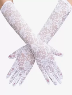 Linge de Mariée Gants De Mariée Longs En Dentelle Blanche Pour Femme Mariage