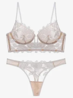 Linge de Mariée Lingerie De Mariée Femmes Soutien-gorge Culotte Ensemble Sous-vêtements 2 Pièces En Dentelle
