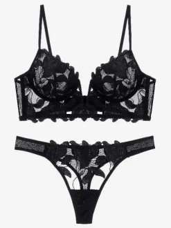 Linge de Mariée Lingerie De Mariée Femmes Soutien-gorge Culotte Ensemble Sous-vêtements 2 Pièces En Dentelle