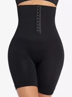 Linge de Mariée Lingerie sculptante couleur chair boutonnée sur le devant shorty gainant taille haute ajustable grandes tailles fermeture à agrafes effet ventre plat et fesses galbées sans coutures.