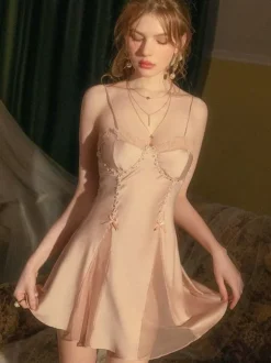 Linge de Mariée Nuisette Femme Robe De Maison Sexy Lingerie Dos Nu en Dentelle Blanche