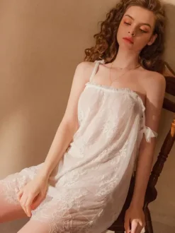 Linge de Mariée Nuisette Pour Robe De Maison Femme Lingerie En Dentelle Blanche
