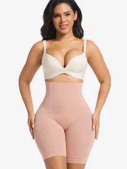 Linge de Mariée Short gainant taille haute post-partum grande taille effet ventre plat et fessier ceinture amincissante jambes carrées
