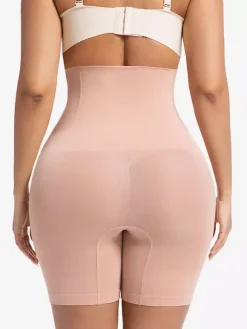 Linge de Mariée Short gainant taille haute post-partum grande taille effet ventre plat et fessier ceinture amincissante jambes carrées