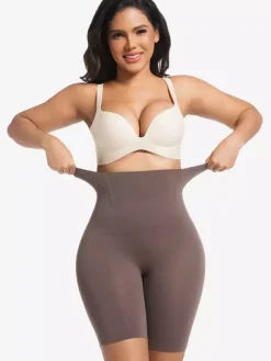 Linge de Mariée Short gainant taille haute post-partum grande taille effet ventre plat et fessier ceinture amincissante jambes carrées