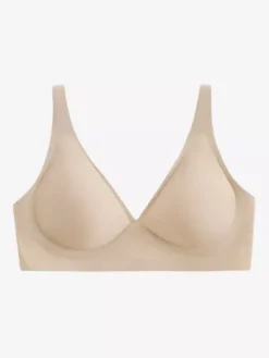 Linge de Mariée Soutien-gorge sans couture effet minimisant sous-vêtements amincissants décolleté en V profond soutien de compression sans fil soutien fin doux confortable abricot clair lingerie en po