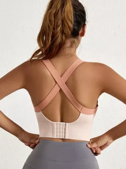 Linge de Mariée Soutien-gorge de sport Bustiers Lavande à maintien élevé pour femme sans armatures dos nageur effet push-up idéal pour la course et le yoga.