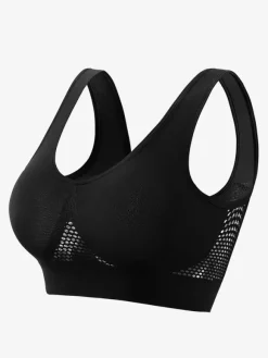 Linge de Mariée Soutien-gorge de yoga dos nu fin sans rembourrage et armatures effet push-up grande taille crop top sexy en maille pour le sport