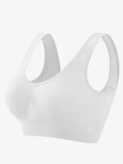 Linge de Mariée Soutien-gorge de yoga dos nu fin sans rembourrage et armatures effet push-up grande taille crop top sexy en maille pour le sport
