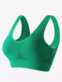 Linge de Mariée Soutien-gorge de yoga dos nu fin sans rembourrage et armatures effet push-up grande taille crop top sexy en maille pour le sport