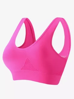 Linge de Mariée Soutien-gorge de yoga dos nu fin sans rembourrage et armatures effet push-up grande taille crop top sexy en maille pour le sport