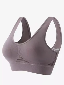 Linge de Mariée Soutien-gorge de yoga dos nu fin sans rembourrage et armatures effet push-up grande taille crop top sexy en maille pour le sport