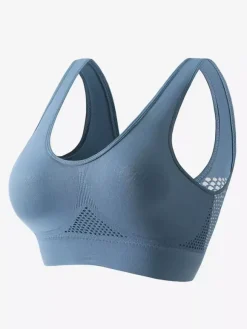 Linge de Mariée Soutien-gorge de yoga dos nu fin sans rembourrage et armatures effet push-up grande taille crop top sexy en maille pour le sport