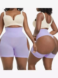 Linge de Mariée Culotte gainante taille haute pour femme effet push-up fessier et ventre plat dos échancré body grande taille