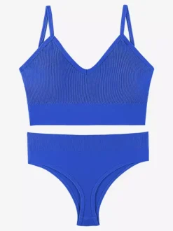 Linge de Mariée Ensemble de lingerie 2 pièces : soutien-gorge bralette grande taille fin sans armatures effet push-up soutien-gorge triangle français et culotte assortie.