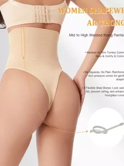 Linge de Mariée Lingerie gainante noire post-partum body string sans coutures taille haute gaine ventre plat et fesses galbées grande taille gaine de récupération