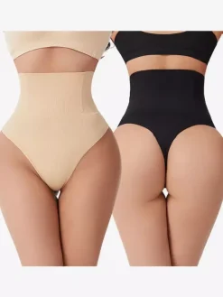 Linge de Mariée Lingerie gainante noire post-partum body string sans coutures taille haute gaine ventre plat et fesses galbées grande taille gaine de récupération