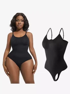 Linge de Mariée Lingerie gainante marron café sans manches effet push-up maintien du buste intégré sans coutures ventre plat.