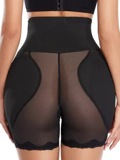 Linge de Mariée Lingerie gainante taille haute noire effet ventre plat.