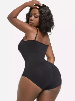 Linge de Mariée Lingerie sculptante rose camée sans manches à bretelles et boutons au cou gaine post-partum intégrale - Body gainant ventre plat et poitrine rehaussante grande taille
