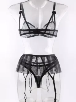 Linge de Mariée Lingerie Soutiens-Gorge Sous-Vêtement Pour Femme Blanc Dentelle 3 Pièces