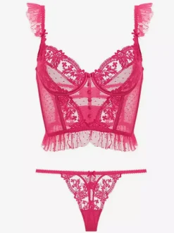 Linge de Mariée Soutien-gorge Culotte En Dentelle De Mariée Pour Femme Lingerie 2 Pièces