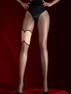 Lingerie collants bas sexy collants noirs en polyester avec chaînes
