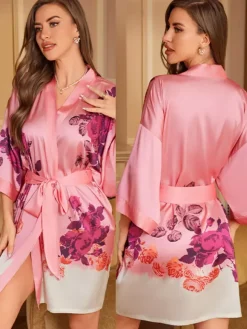 Lingerie de mariée pyjamas vêtements de nuit robes de chambre nuisettes imprimées bleu marine à lacets